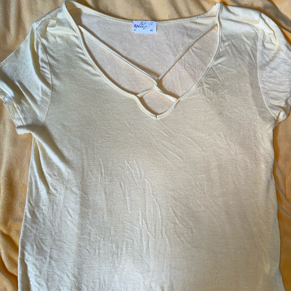 Yellow Strappy/Cutout Tee w/ Tie